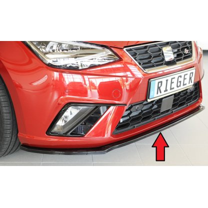 Rieger lipa pod přední nárazník pro Seat Ibiza KJ 5-dvéř., 01/17-, plast ABS lakovaný do černé lesklé barvy