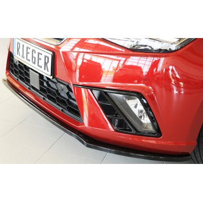 Rieger lipa pod přední nárazník pro Seat Ibiza KJ 5-dvéř., 01/17-, plast ABS lakovaný do černé lesklé barvy