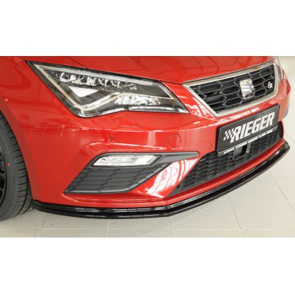 Rieger lipa pod přední nárazník pro Seat Leon Cupra 5F 3-dvéř. (sc), 5-dvéř., 5-dvéř. (ST/Combi) po faceliftu, 01/17-, plast ABS lakovaný do černé lesklé barvy