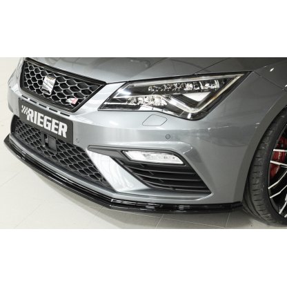 Rieger lipa pod přední nárazník pro Seat Leon Cupra 5F 3-dvéř. (sc), 5-dvéř., 5-dvéř. (ST/Combi) po faceliftu, 01/17-, plast ABS lakovaný do černé lesklé barvy