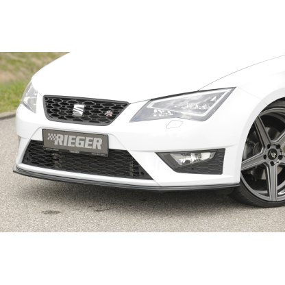 Rieger lipa pod přední nárazník pro Seat Leon FR 5F 3-dvéř. (sc), 5-dvéř., 5-dvéř. (ST/Combi) před faceliftem, 01/13-12/16, plast ABS lakovaný do černé lesklé barvy