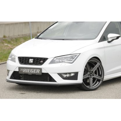 Rieger lipa pod přední nárazník pro Seat Leon FR 5F 3-dvéř. (sc), 5-dvéř., 5-dvéř. (ST/Combi) před faceliftem, 01/13-12/16, plast ABS lakovaný do černé lesklé barvy