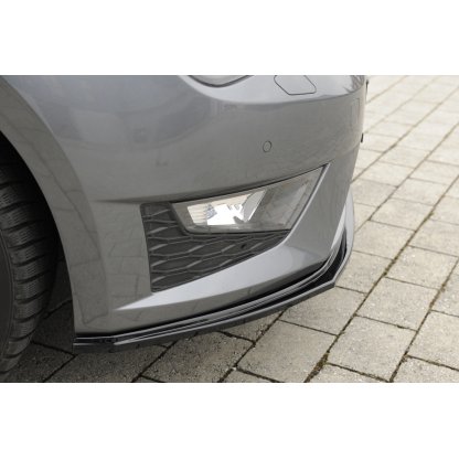 Rieger lipa pod přední nárazník pro Seat Leon FR 5F 3-dvéř. (sc), 5-dvéř., 5-dvéř. (ST/Combi) před faceliftem, 01/13-12/16, plast ABS lakovaný do černé lesklé barvy