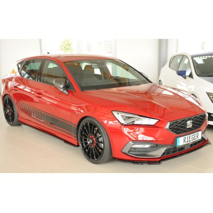 Rieger lipa pod přední nárazník pro Seat Leon KL 5-dvéř., 04/20-, plast ABS lakovaný do černé lesklé barvy