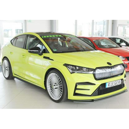 Rieger lipa pod přední nárazník pro Škoda Enyaq iV RS SUV (5AZ), 07/21-, plast ABS lakovaný do černé lesklé barvy