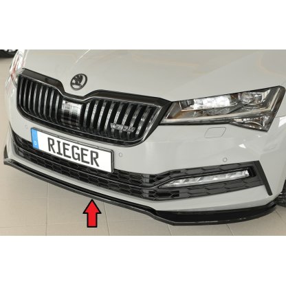 Rieger lipa pod přední nárazník pro Škoda Superb III 3T, 3V combi, 08/19-, plast ABS lakovaný do černé lesklé barvy