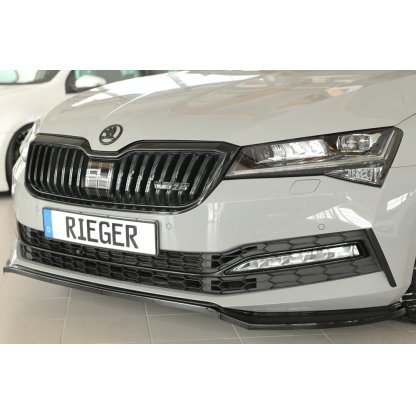 Rieger lipa pod přední nárazník pro Škoda Superb III 3T, 3V combi, 08/19-, plast ABS lakovaný do černé lesklé barvy