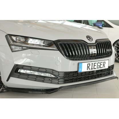 Rieger lipa pod přední nárazník pro Škoda Superb III 3T, 3V combi, 08/19-, plast ABS lakovaný do černé lesklé barvy