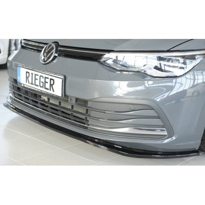 Rieger lipa pod přední nárazník pro Volkswagen Golf 8 3-dvéř., 12/19-, plast ABS lakovaný do černé lesklé barvy