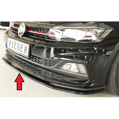 Rieger lipa pod přední nárazník pro Volkswagen Polo AW 5-dvéř., 06/17-, plast ABS lakovaný do černé lesklé barvy