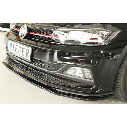Rieger lipa pod přední nárazník pro Volkswagen Polo AW 5-dvéř., 06/17-, plast ABS lakovaný do černé lesklé barvy