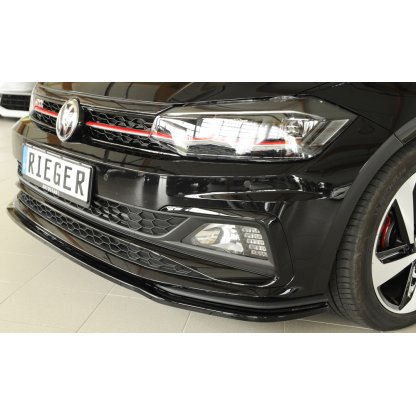 Rieger lipa pod přední nárazník pro Volkswagen Polo AW 5-dvéř., 06/17-, plast ABS lakovaný do černé lesklé barvy