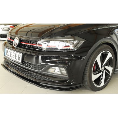 Rieger lipa pod přední nárazník pro Volkswagen Polo AW 5-dvéř., 06/17-, plast ABS lakovaný do černé lesklé barvy