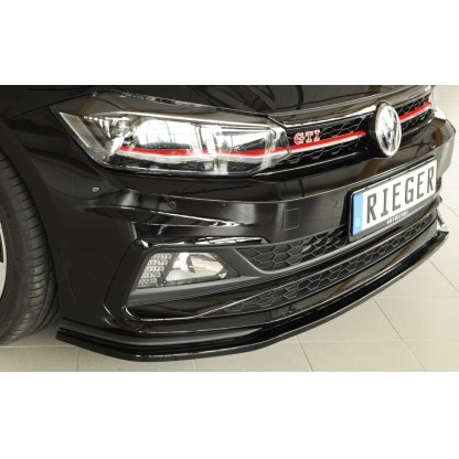 Rieger lipa pod přední nárazník pro Volkswagen Polo AW 5-dvéř., 06/17-, plast ABS lakovaný do černé lesklé barvy