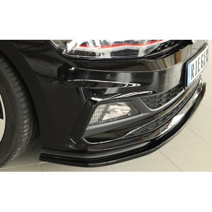 Rieger lipa pod přední nárazník pro Volkswagen Polo AW 5-dvéř., 06/17-, plast ABS lakovaný do černé lesklé barvy