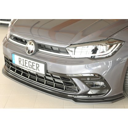 Rieger lipa pod přední nárazník pro Volkswagen Polo AW 5-dvéř., 06/21-, plast ABS bez povrchové úpravy