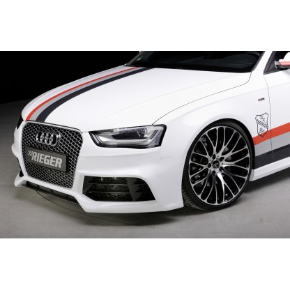 Rieger lipa pod přední nárazník Rieger pro Audi A4 S4 B8, B81 avant, sedan po faceliftu, 01/12-, plast ABS s povrchovou úpravou Carbon-Look, pod přední nárazník Rieger obj. kód K 00055540/41/42/43/44/45/46/47