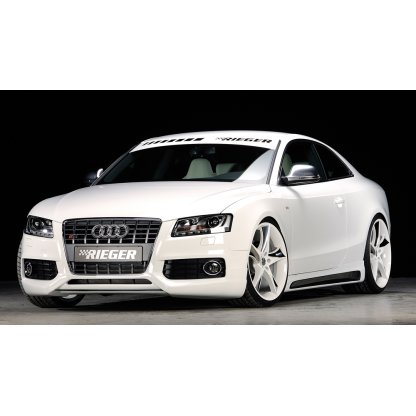 Rieger lipa pod přední nárazník Rieger pro Audi A5 B8, B81 kabriolet, kupé, Sportback před faceliftem, 06/07-07/11, plast ABS s povrchovou úpravou Carbon-Look, pod přední spoiler Rieger obj. kód K 00055401/06