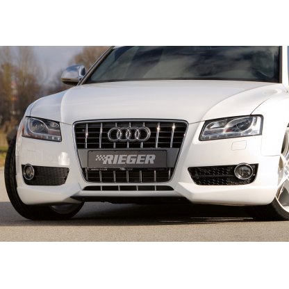 Rieger lipa pod přední nárazník Rieger pro Audi A5 B8, B81 kabriolet, kupé, Sportback před faceliftem, 06/07-07/11, plast ABS s povrchovou úpravou Carbon-Look, pod přední spoiler Rieger obj. kód K 00055411