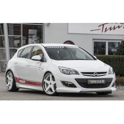 Rieger lipa pod přední nárazník Rieger pro Opel Astra J 5-dvéř., hatchback, sedan, sedan/notchback, sports tourer po faceliftu, 10/12-, plast ABS s povrchovou úpravou Carbon-Look