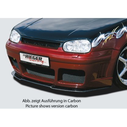 Rieger lipa pod přední nárazník Rieger pro Volkswagen Golf 4 1J 3-dvéř., 5-dvéř., combi, 10/97-03, plast ABS bez povrchové úpravy, "bended version", pod přední nárazník Rieger obj. kód Y 00059015/16/37/38