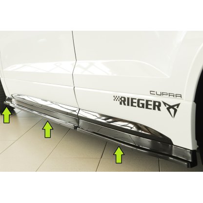 Rieger spoiler pod boční práh (3 dílný) mont. strana levá pro Seat Ateca Cupra 5FP, 09/18-07/20, plast ABS lakovaný do černé lesklé barvy