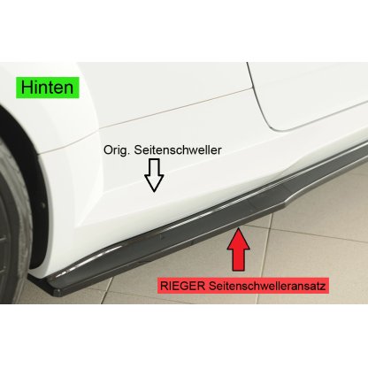 Rieger spoiler pod boční práh (ca. 19mm) mont. strana pravá pro Audi TT RS 8J, 8J1-FV, 8S roadster, 05/16-08/18, plast ABS lakovaný do černé lesklé barvy