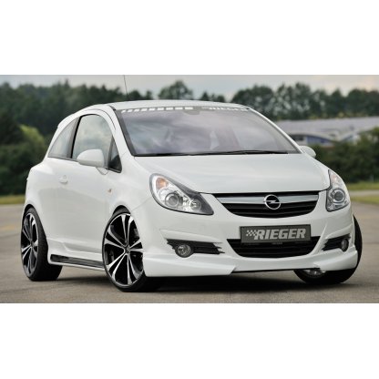 Rieger spoiler pod přední nárazník pro Opel Corsa D 3-dvéř., 5-dvéř. před faceliftem, r.v. 07/06-12/10, plast ABS bez povrchové úpravy, bez žebrování