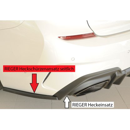 Rieger spoiler pod zadní nárazník na levé straně pro BMW řada 3 G21 touring r.v. 03/19-06/22, plast ABS bez povrchové úpravy