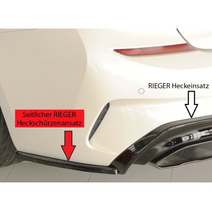 Rieger spoiler pod zadní nárazník na levé straně pro BMW řada 3 G21 touring r.v. 03/19-06/22, plast ABS lakovaný do černé lesklé barvy