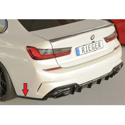 Rieger spoiler pod zadní nárazník na levé straně pro BMW řada 3 G21 touring r.v. 03/19-06/22, plast ABS lakovaný do černé lesklé barvy