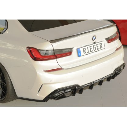 Rieger spoiler pod zadní nárazník na levé straně pro BMW řada 3 G21 touring r.v. 03/19-06/22, plast ABS lakovaný do černé lesklé barvy