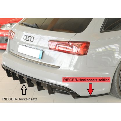 Rieger spoiler pod zadní nárazník na pravé straně pro Audi A6 4G, C7 sedan r.v. 09/14-, plast ABS lakovaný do černé lesklé barvy