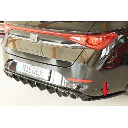 Rieger spoiler pod zadní nárazník na pravé straně pro Seat Leon KL 5-dvéř. (ST/sportstourer) r.v. 09/20-, plast ABS lakovaný do černé lesklé barvy