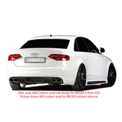 Rieger spoiler pod zadní nárazník pro Audi A4 B8, B81 avant, sedan před faceliftem r.v. 11/07-12/11, plast ABS bez povrchové úpravy, mimo S-Line, pro orig. dvojitou koncovku vlevo