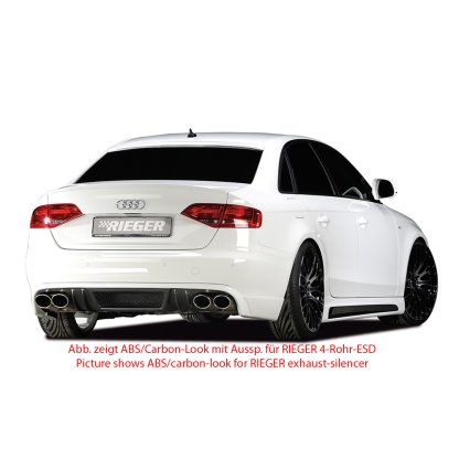 Rieger spoiler pod zadní nárazník pro Audi A4 B8, B81 avant, sedan před faceliftem r.v. 11/07-12/11, plast ABS bez povrchové úpravy, mimo S-Line, pro orig. koncovky na obou stranách