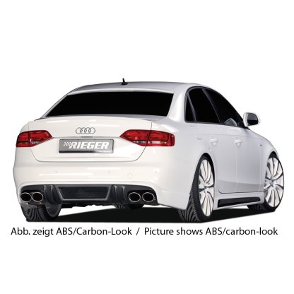 Rieger spoiler pod zadní nárazník pro Audi A4 B8, B81 avant, sedan před faceliftem r.v. 11/07-12/11, plast ABS bez povrchové úpravy, S-Line, pro dvojité koncovky na obou stranách 4x115x85 mm