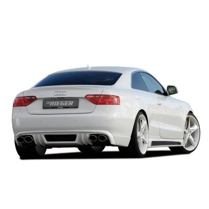 Rieger spoiler pod zadní nárazník pro Audi A5 B8, B81 kabriolet, kupé před faceliftem r.v. 06/07-07/11, plast ABS bez povrchové úpravy, mimo S-Line, pro dvojité koncovky na obou stranách 4x115x85 mm