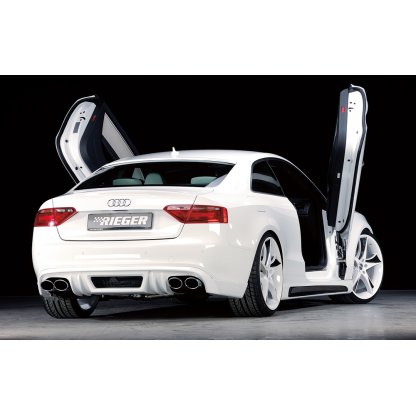 Rieger spoiler pod zadní nárazník pro Audi A5 B8, B81 kabriolet, kupé před faceliftem r.v. 06/07-07/11, plast ABS bez povrchové úpravy, pro dvojité koncovky na obou stranách 4x115x85 mm