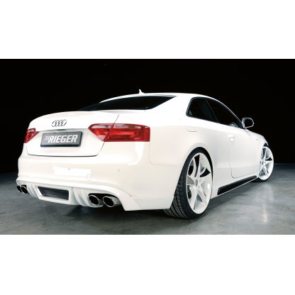 Rieger spoiler pod zadní nárazník pro Audi A5 B8, B81 kabriolet, kupé před faceliftem r.v. 06/07-07/11, plast ABS bez povrchové úpravy, pro dvojité koncovky na obou stranách 4x115x85 mm