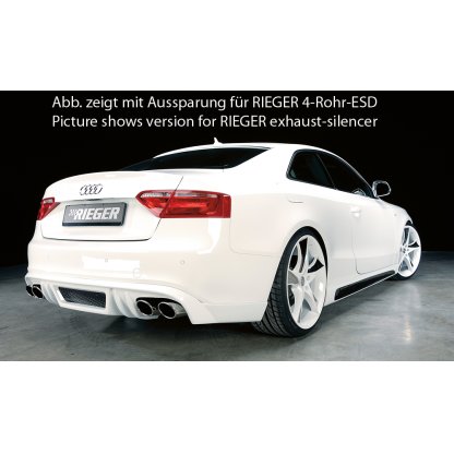 Rieger spoiler pod zadní nárazník pro Audi A5 B8, B81 kabriolet, kupé před faceliftem r.v. 06/07-07/11, plast ABS bez povrchové úpravy, S-Line, pro orig. koncovku vlevo