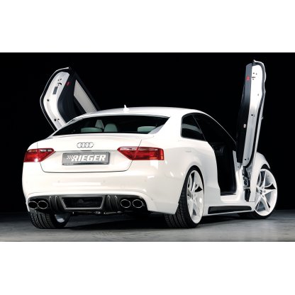 Rieger spoiler pod zadní nárazník pro Audi A5 B8, B81 kabriolet, kupé před faceliftem r.v. 06/07-07/11, plast ABS s povrchovou úpravou Carbon-Look, pro dvojité koncovky na obou stranách 4x115x85 mm