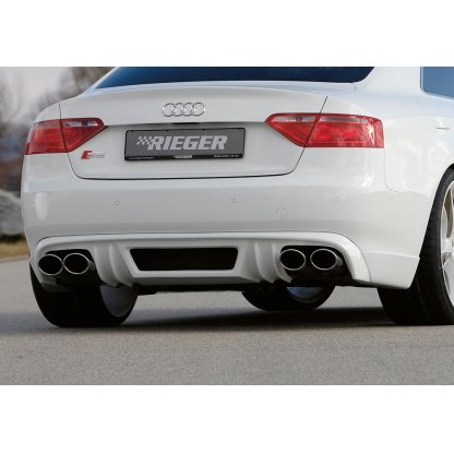 Rieger spoiler pod zadní nárazník pro Audi A5 B8, B81 Sportback před faceliftem r.v. 06/07-07/11, plast ABS bez povrchové úpravy, mimo S-Line, pro dvojité koncovky na obou stranách 4x115x85 mm