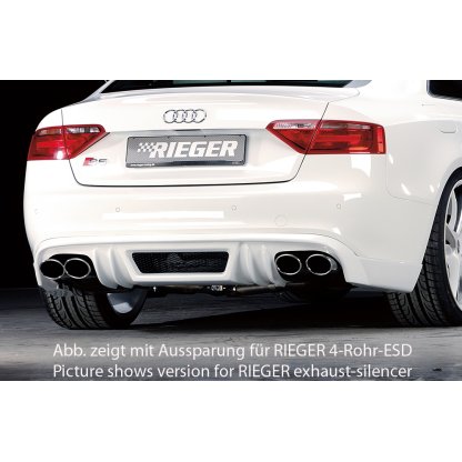 Rieger spoiler pod zadní nárazník pro Audi A5 S5 B8, B81 Sportback před faceliftem r.v. 06/07-07/11, plast ABS bez povrchové úpravy, S-Line, pro orig. koncovky na obou stranách