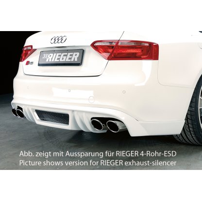 Rieger spoiler pod zadní nárazník pro Audi A5 S5 B8, B81 Sportback před faceliftem r.v. 06/07-07/11, plast ABS bez povrchové úpravy, S-Line, pro orig. koncovky na obou stranách