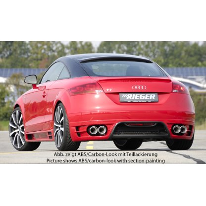 Rieger spoiler pod zadní nárazník pro Audi TT 8J kupé, roadster před faceliftem r.v. 09/06-06/10, plast ABS s povrchovou úpravou Carbon-Look, pro dvojité koncovky vlevo/vpravo