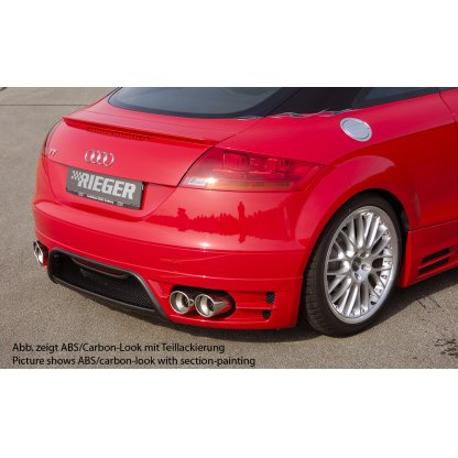 Rieger spoiler pod zadní nárazník pro Audi TT 8J kupé, roadster před faceliftem r.v. 09/06-06/10, plast ABS s povrchovou úpravou Carbon-Look, pro dvojité koncovky vlevo/vpravo