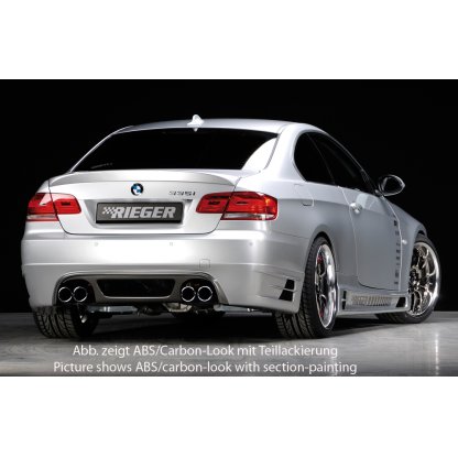 Rieger spoiler pod zadní nárazník pro BMW řada 3 E92, E93 kabriolet, kupé před faceliftem r.v. 03/07-02/10, 09/06-02/10, plast ABS s povrchovou úpravou Carbon-Look, pouze pro 335i, pro dvojité koncovky na obou stranách