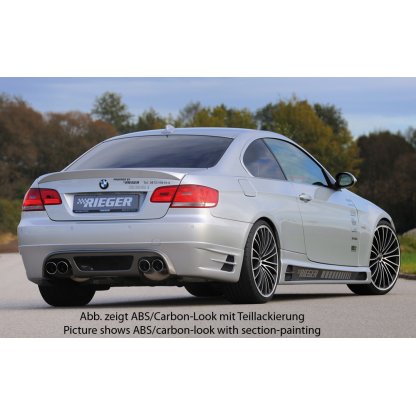 Rieger spoiler pod zadní nárazník pro BMW řada 3 E92, E93 kabriolet, kupé před faceliftem r.v. 03/07-02/10, 09/06-02/10, plast ABS s povrchovou úpravou Carbon-Look, pouze pro 335i, pro dvojité koncovky na obou stranách