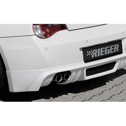 Rieger spoiler pod zadní nárazník pro BMW Z4 E85 kupé, roadster po faceliftu r.v. 01/06-03/09, plast ABS bez povrchové úpravy, pro vozy s dvojitou koncovkou na obou stranách 4x76 mm